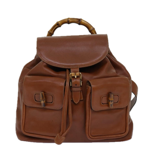 Gucci Bamboo, Brown, Leather, backpack