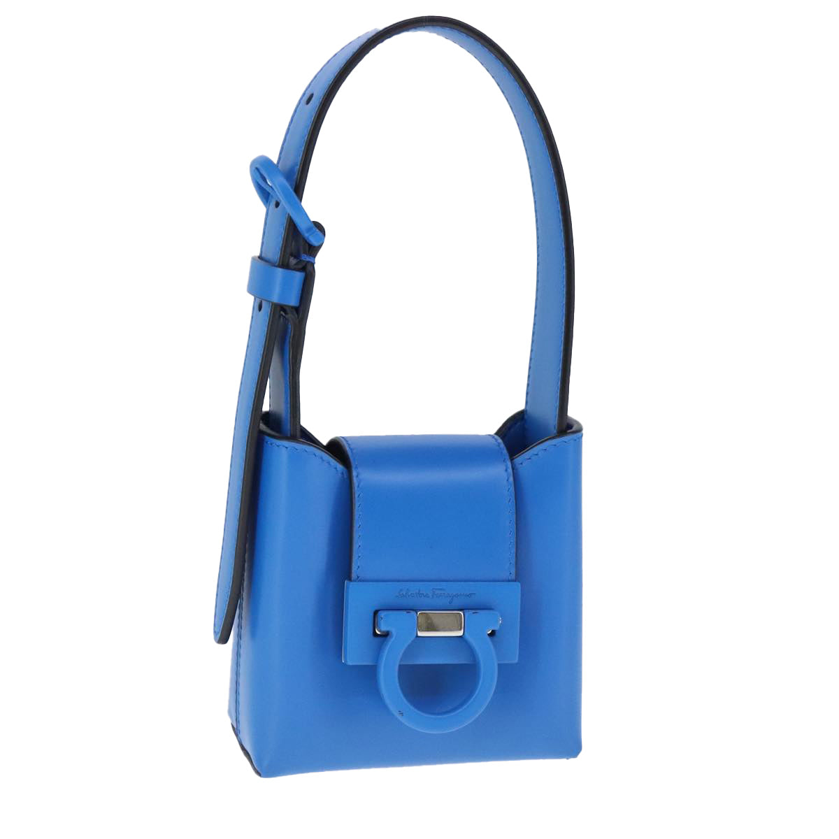 Salvatore Ferragamo Gancini, Blue, Leather, handbag