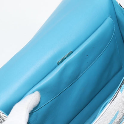 Prada Vitello, Silver, Leather, shoulder