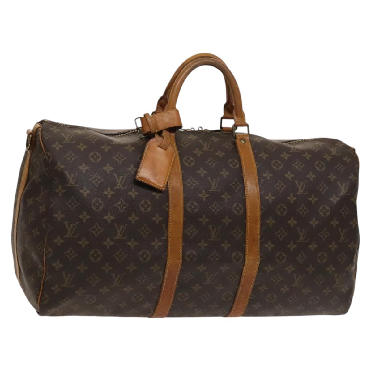 Louis Vuitton Keepall Bandouliere 55, Brown, Canvas, travel