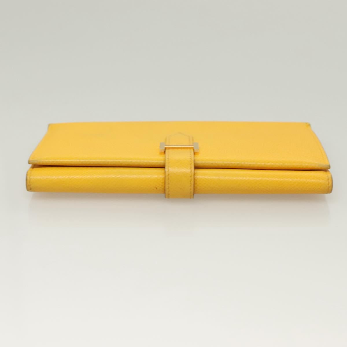Hermès Béarn, Yellow, Leather, wallet