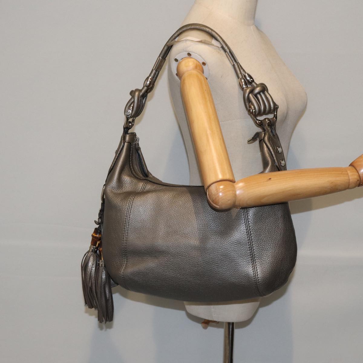 Gucci Bamboo, Silver, Leather, shoulder