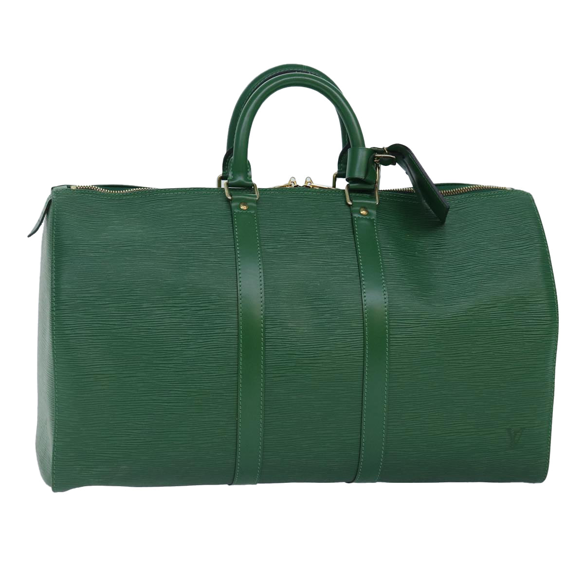 Louis Vuitton Keepall 45, Green, Leather, travel