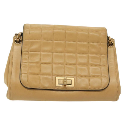 Chanel Chocolate Bar Shoulder Bag, Beige, Leather, shoulder