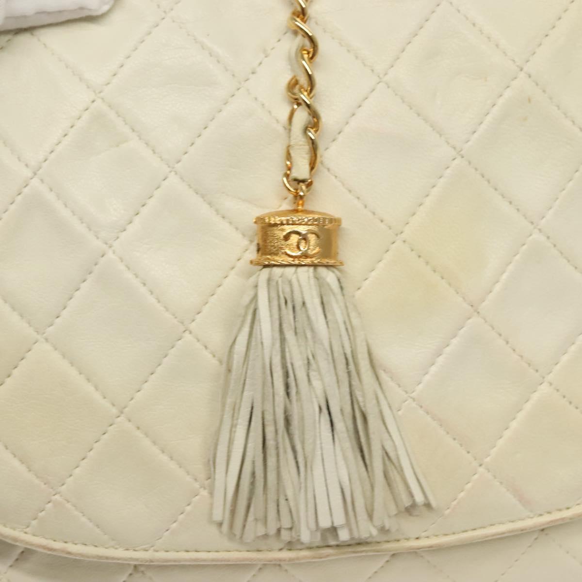 Chanel Demi Lune, White, Leather, shoulder