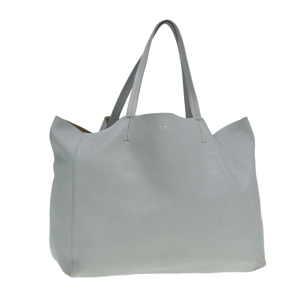 Céline Cabas Horizontal, Grey, Leather, tote