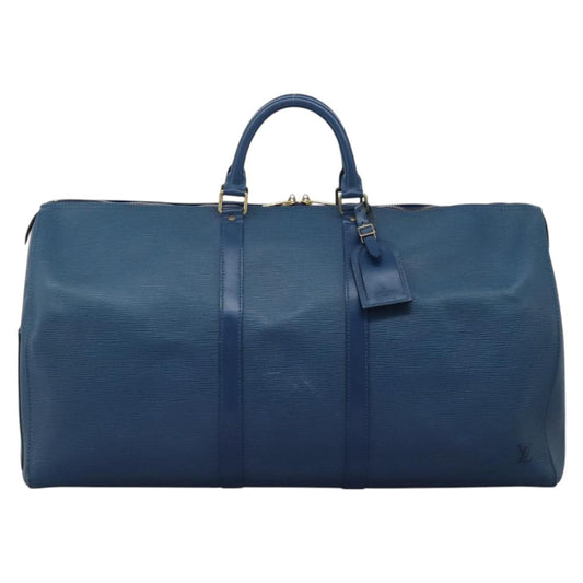 Louis Vuitton Keepall 55, Blue, Leather, travel