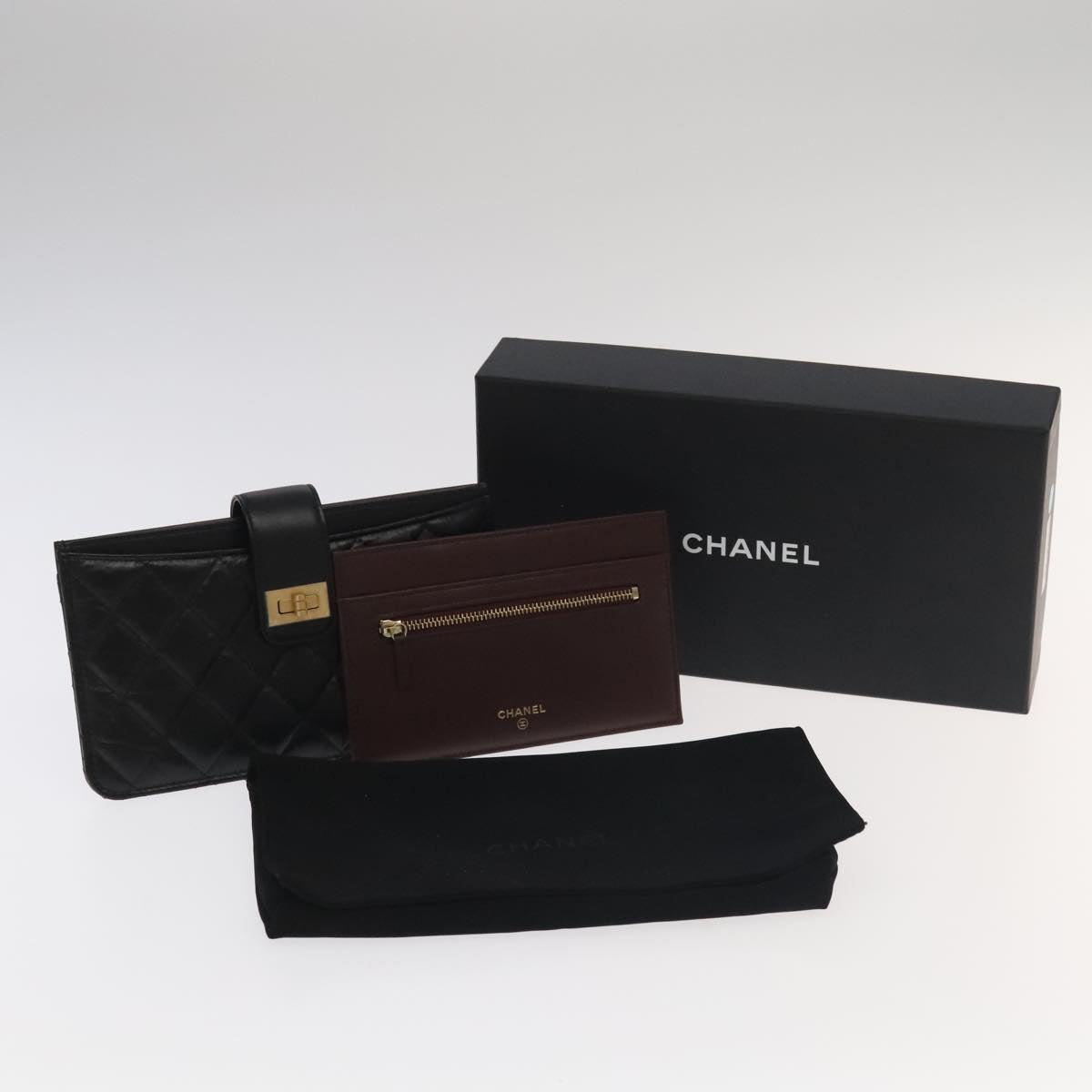 "Chanel 2,55", Black, Leather, wallet