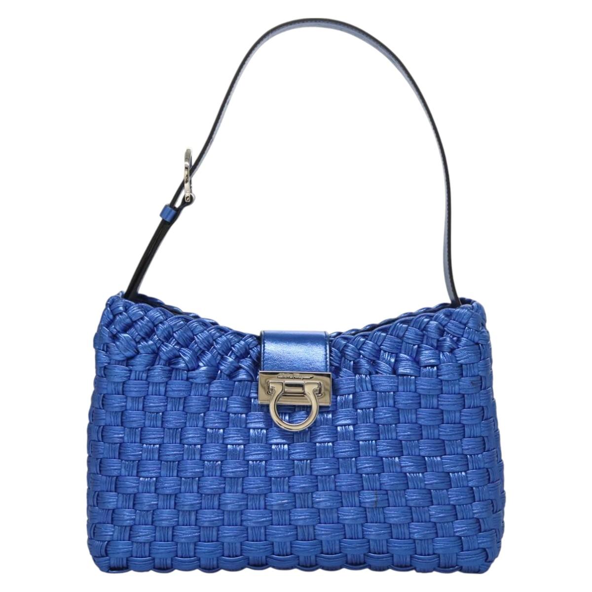 Salvatore Ferragamo Gancini, Blue, Leather, shoulder