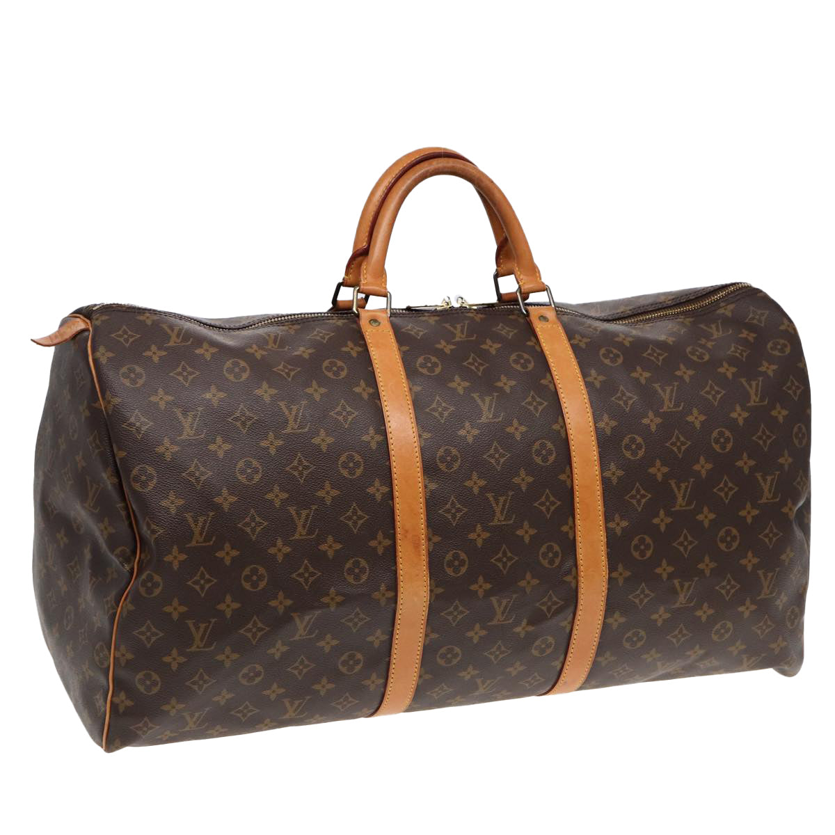 Louis Vuitton Keepall 60, Brown, Canvas, travel