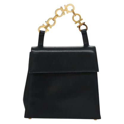 Salvatore Ferragamo Gancini, Black, Leather, handbag