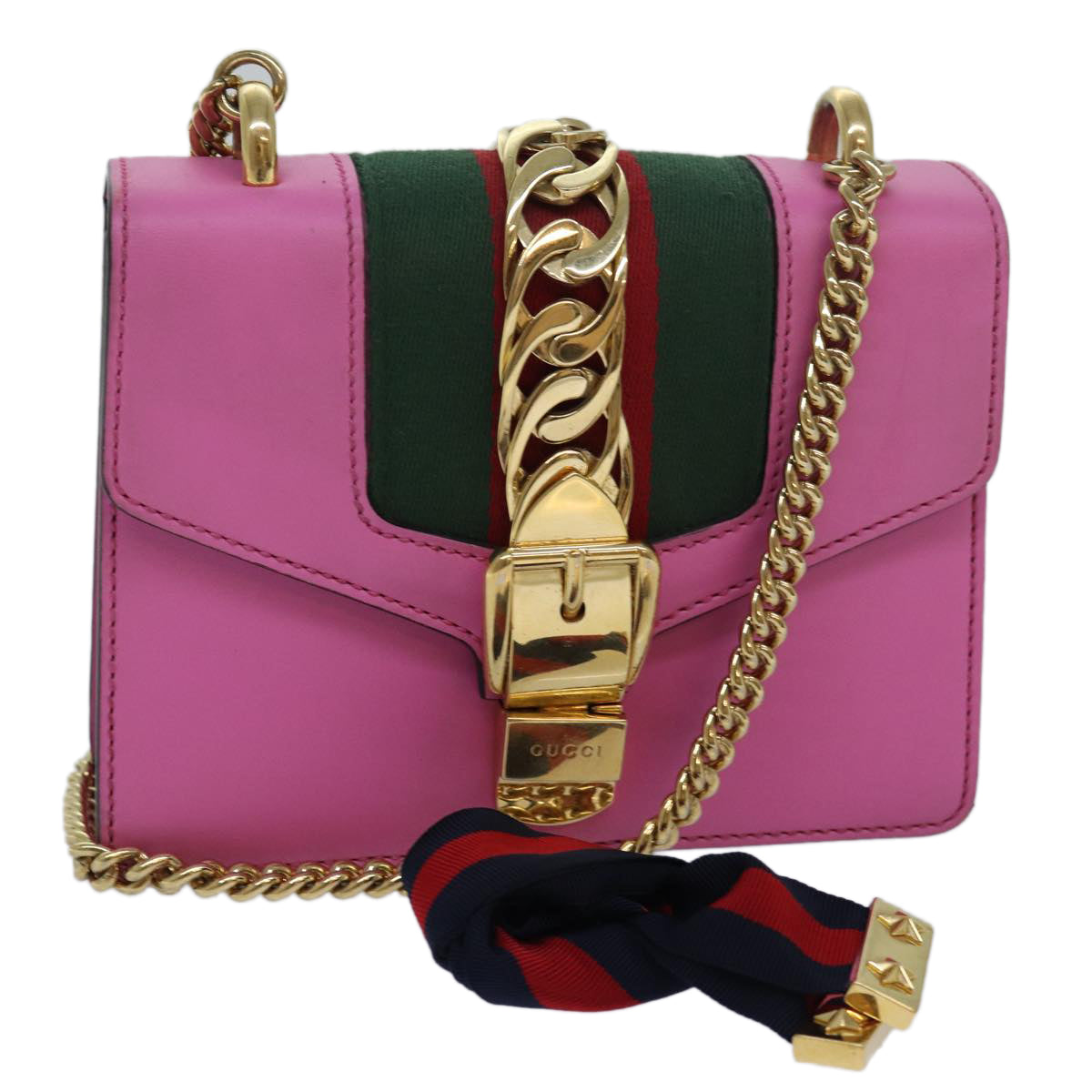 Gucci Sylvie, Pink, Leather, shoulder