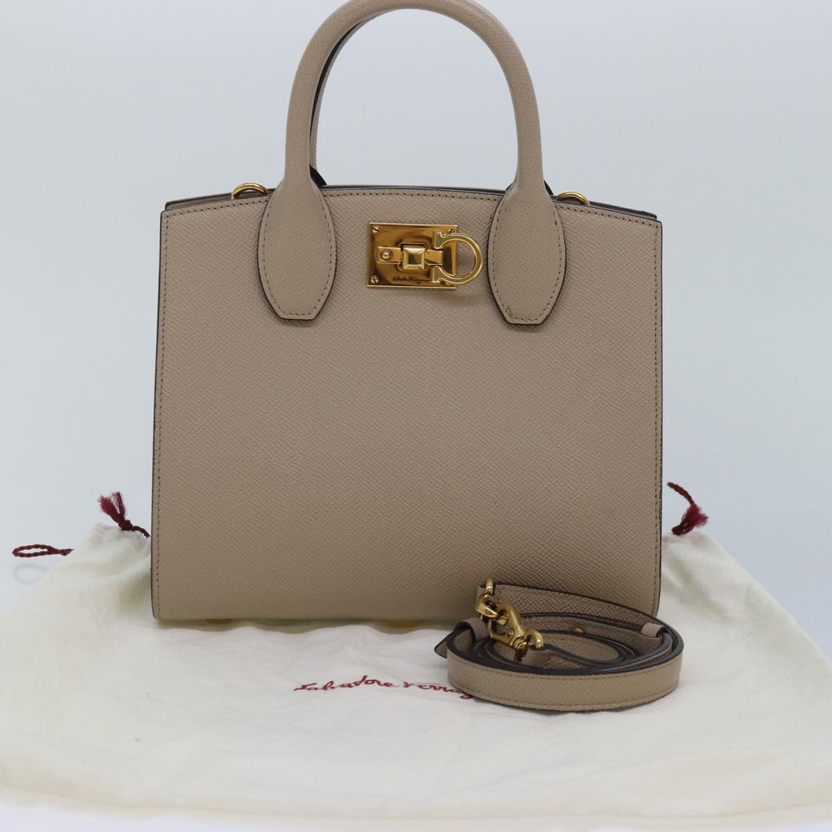 Salvatore Ferragamo Studio, Beige, Leather, handbag