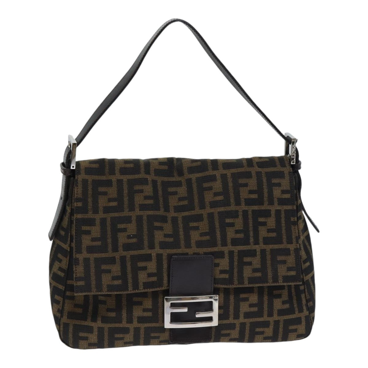 Fendi Mamma Baguette, Brown, Canvas, shoulder