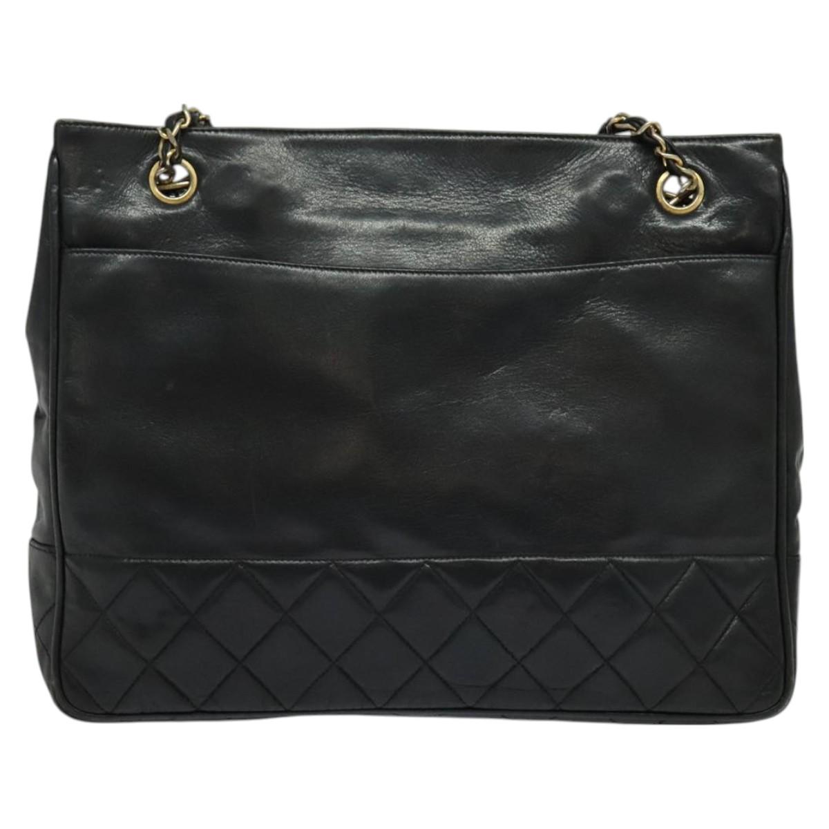 Chanel Vintage Grand Shopping Tote Quilted Calfskin, BLACK, LEATHER, Shoulder bag