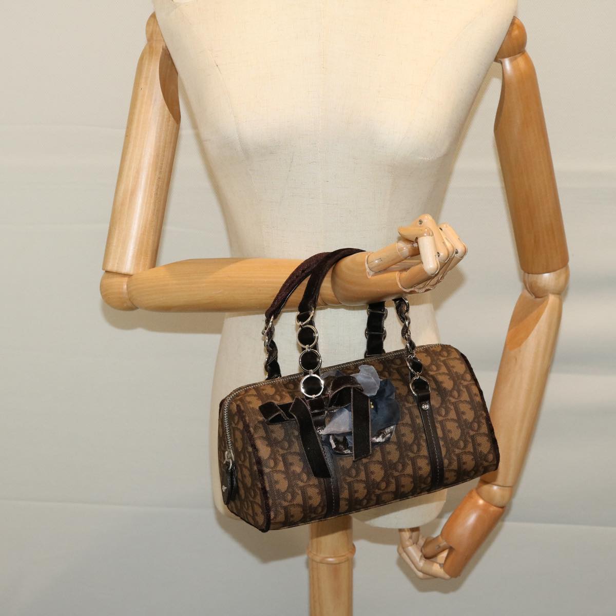 Dior Romantique, Brown, Canvas, handbag