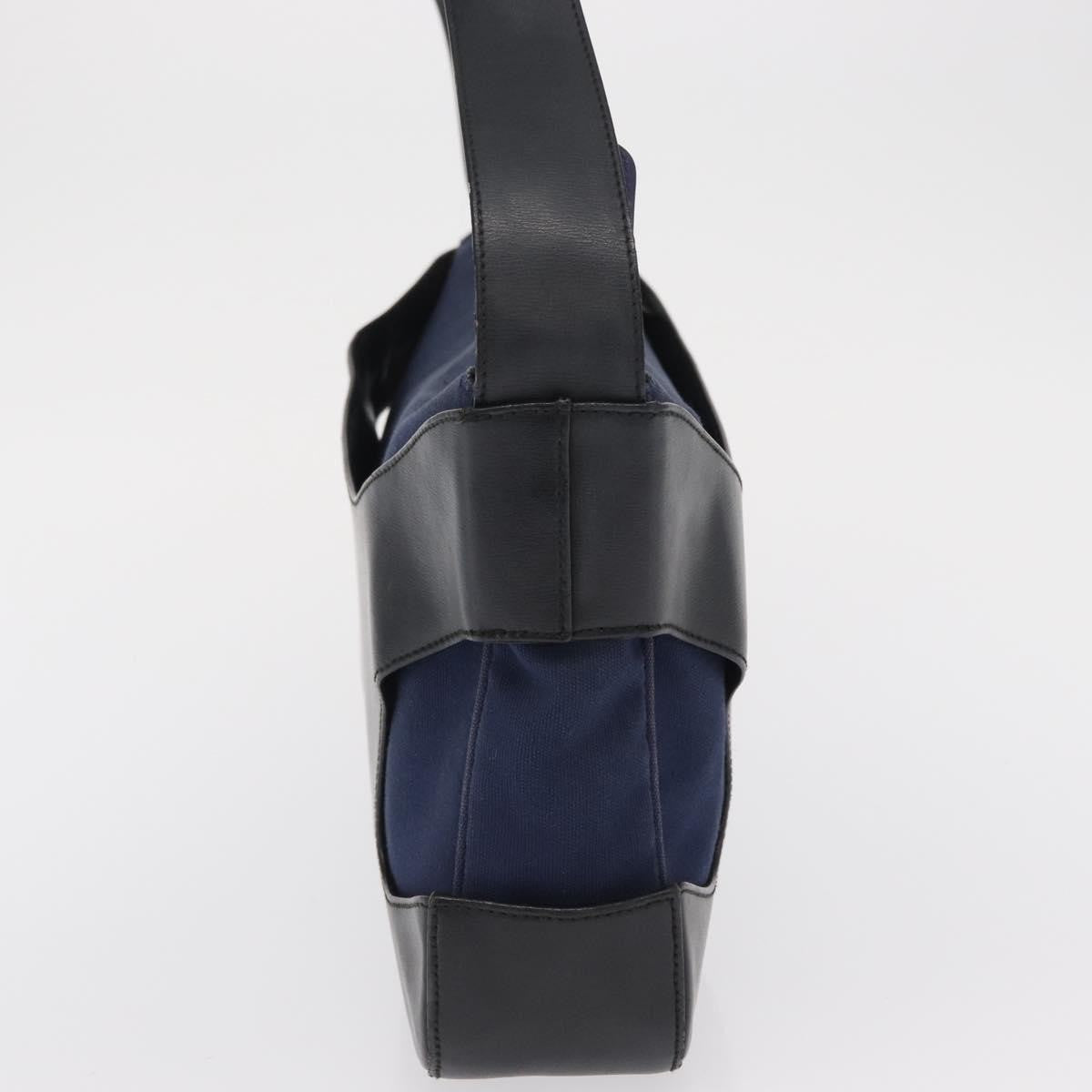 Salvatore Ferragamo Cut Out Leather and Canvas, Navy, Canvas, Shoulder Bag