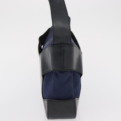 Salvatore Ferragamo Cut Out Leather and Canvas, Navy, Canvas, Shoulder Bag