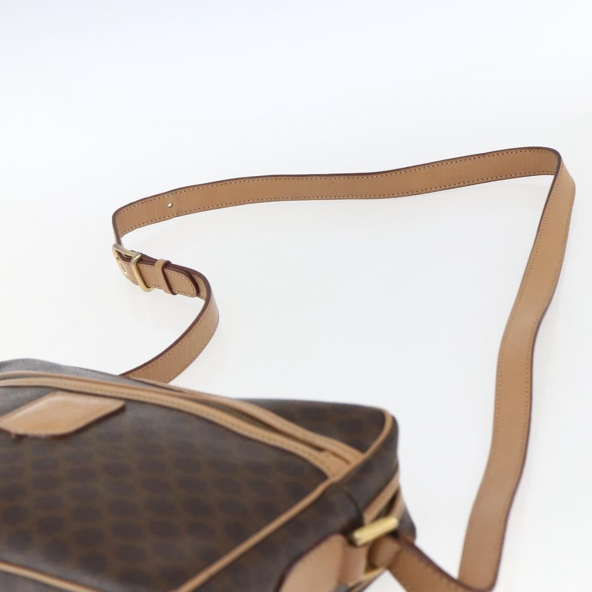 Celine Vintage Macadam Canvas and Leather, Brown, Canvas, Shoulder Bag