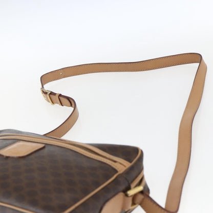 Celine Vintage Macadam Canvas and Leather, Brown, Canvas, Shoulder Bag