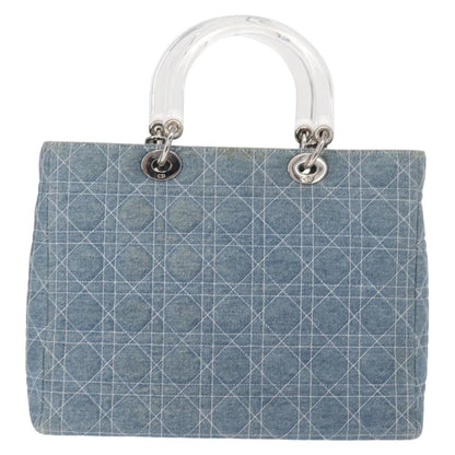 Christian Dior Vintage Lady Dior Bag Cannage Quilt Denim, BLUE, CANVAS, Tote bag
