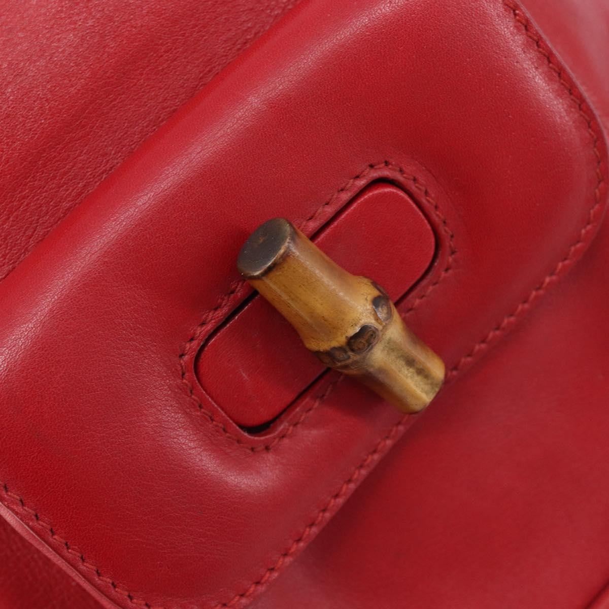Gucci Vintage Bamboo Leather, Red, Leather, Backpack