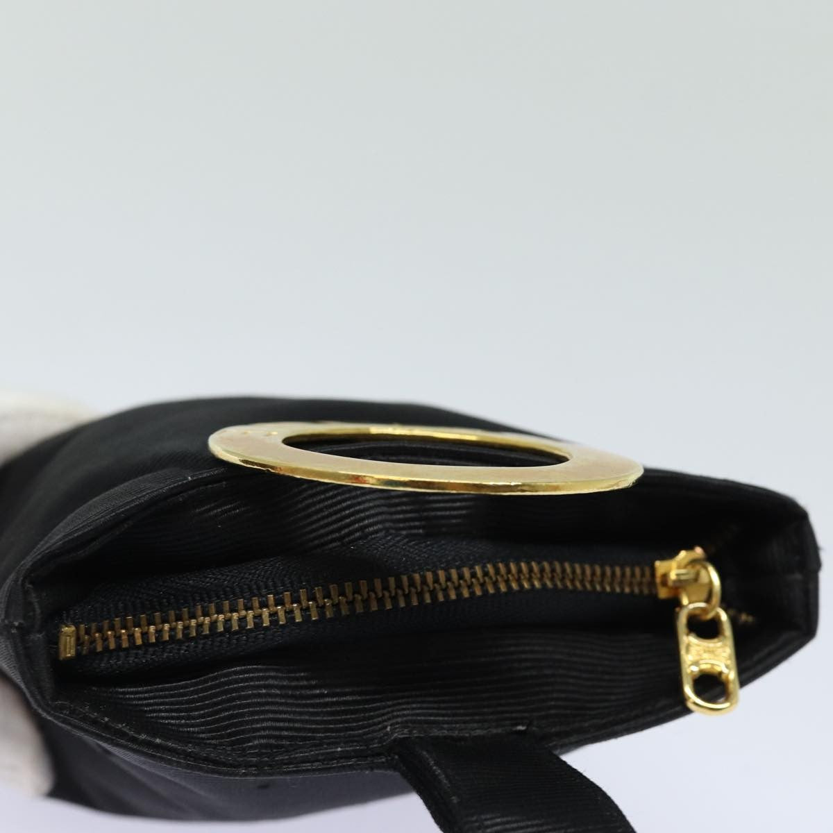 Celine Circle Logo Nylon, Black, Nylon, Clutch