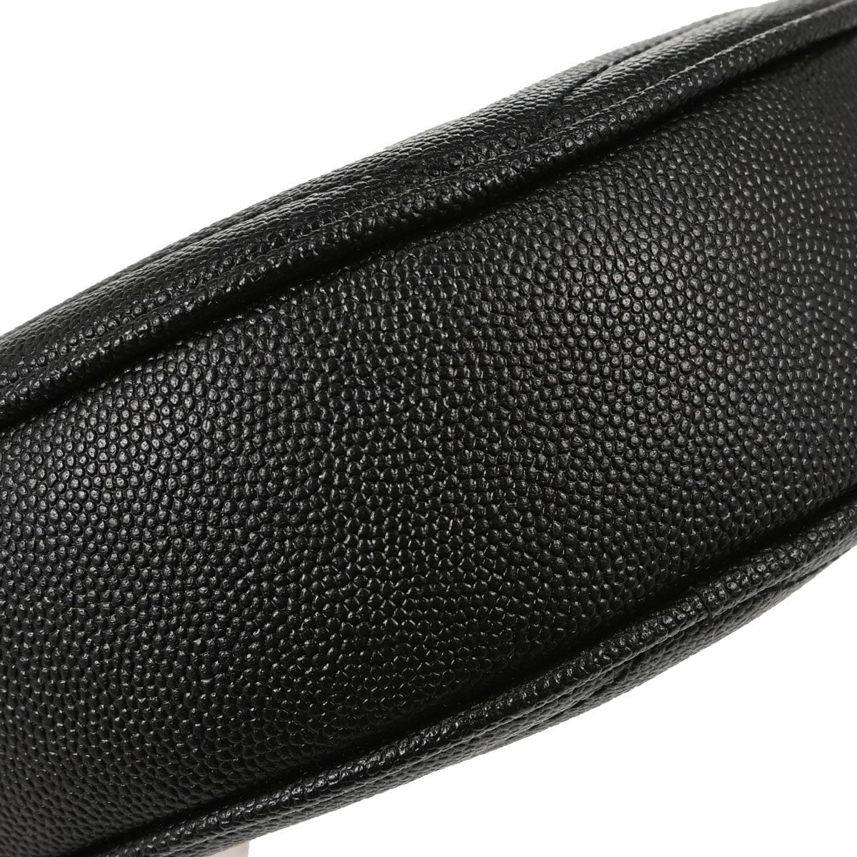 Saint Laurent Vinyle Round Belt Matelasse Chevron Leather, Black, Leather, Clutch