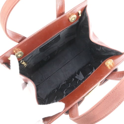 Salvatore Ferragamo Vara Bow Chain Evening Bag Patent, BROWN, LEATHER, Clutche & pouche