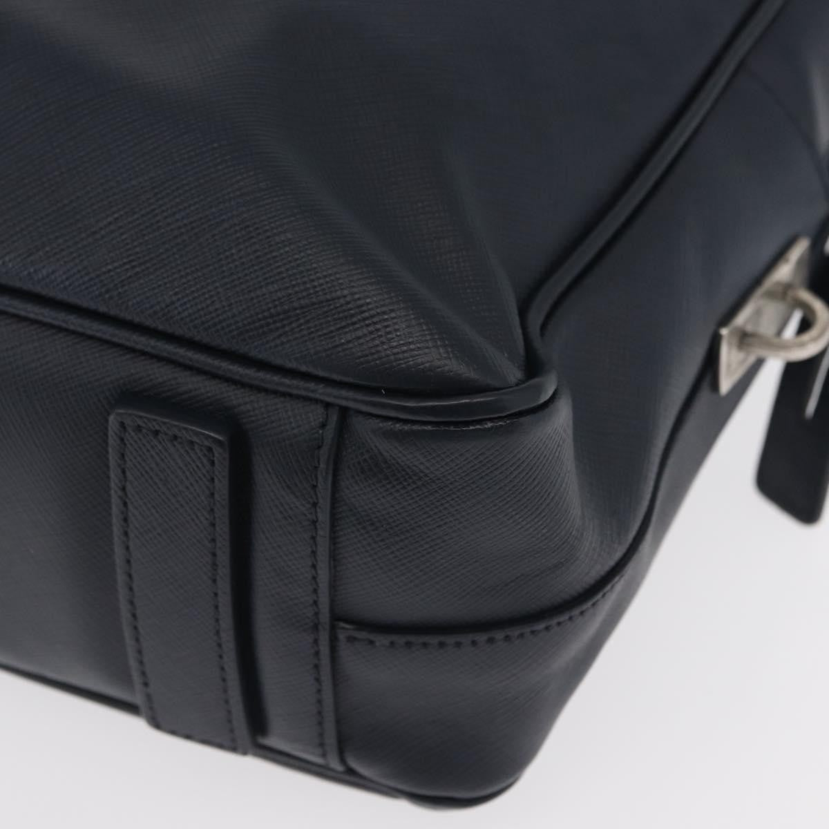 Prada Convertible Zip Around Saffiano Leather, Navy, Leather, Briefcase