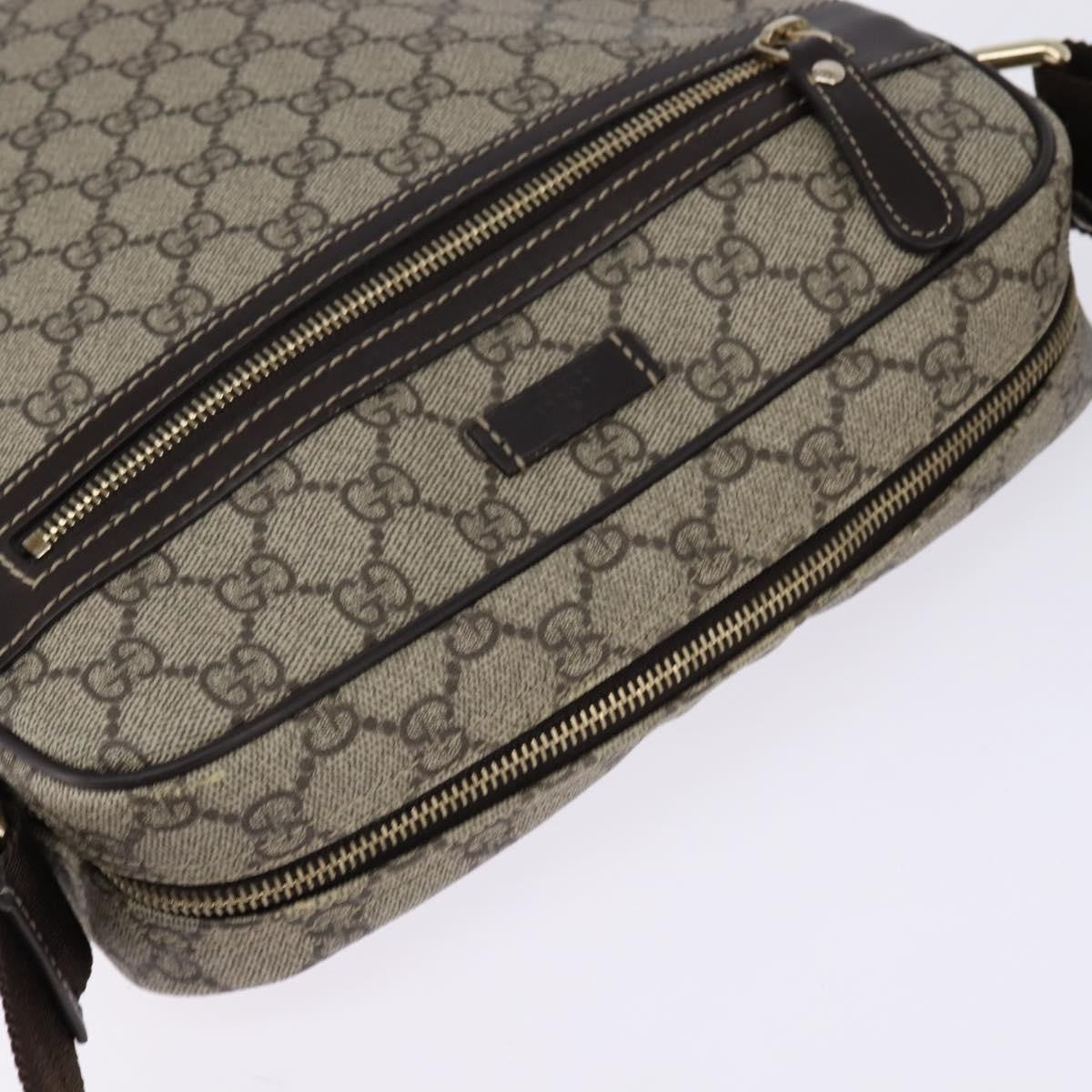 Gucci Front Zip Messenger GG Coated Canvas, Beige, Canvas, Crossbody Bag