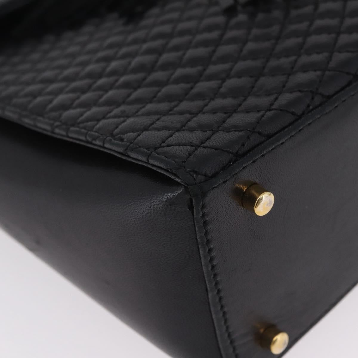 Bally Vintage Chain Quilted Leather, Black, Leather, Shoulder Bag