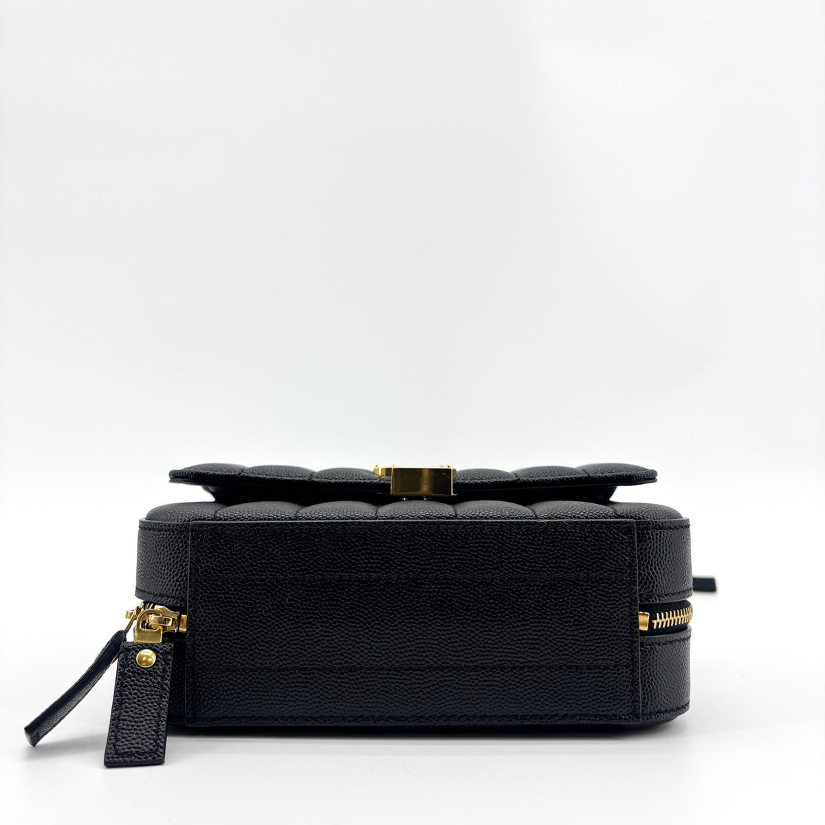 Saint Laurent Vicky Camera Vertical Quilted Leather, Black, Leather, Shoulder Bag