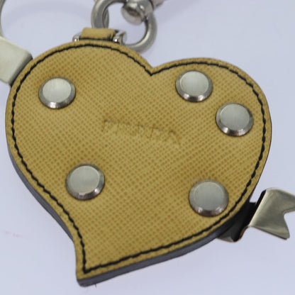 Prada Charm Logo Key Ring Saffiano Leather, YELLOW, LEATHER, Charms and Keychains