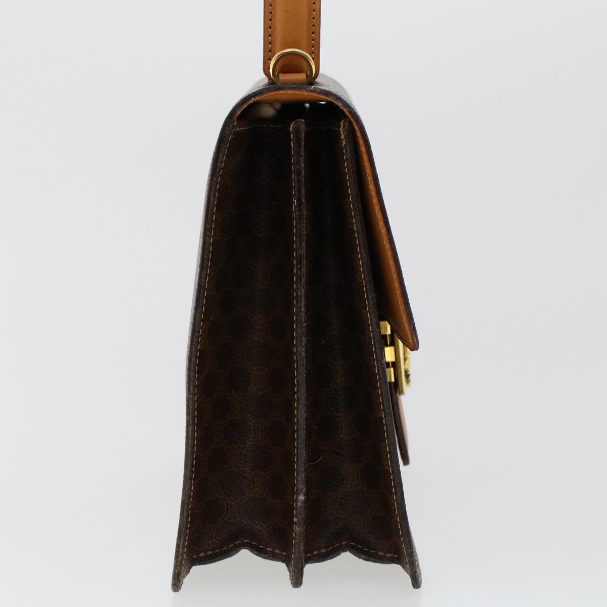 Celine Macadam Handbag Macadam with leather, BROWN, LEATHER, Handbag