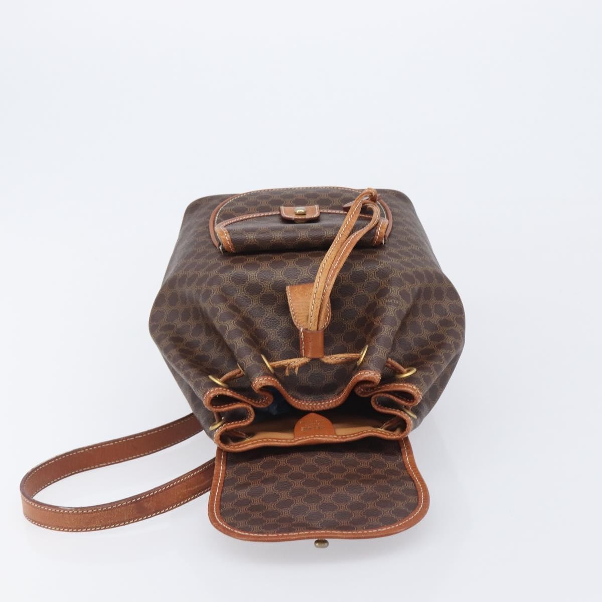 Celine Vintage Macadam Canvas, Brown, Canvas, Backpack