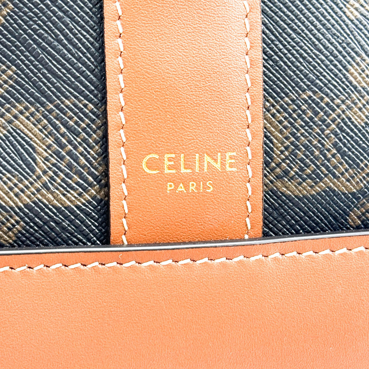 Celine Bucket Triomphe Coated Canvas, Black, Canvas, Shoulder Bag