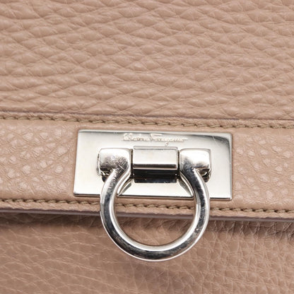 Salvatore Ferragamo Sofia Satchel Grainy Leather, Beige, Leather, Handbag