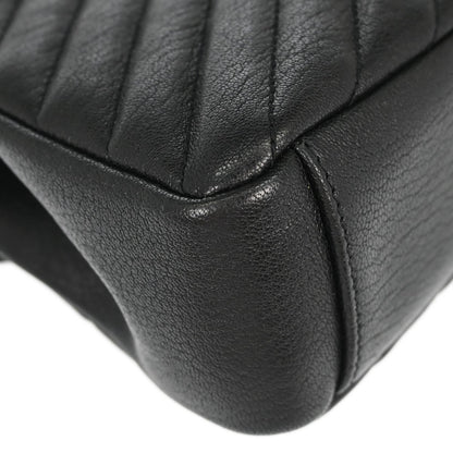 Saint Laurent Classic Monogram College Matelasse Chevron Leather, Black, Leather, Handbag