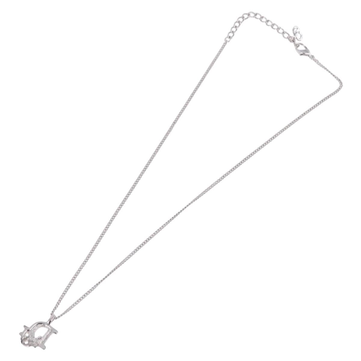 Christian Dior Vintage Dior Logo Metal and Crystal, Silver, Metal, Necklace