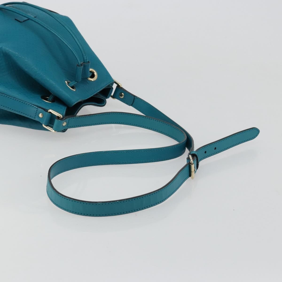 Gucci Bright Bucket Diamante Leather, Blue, Leather, Shoulder Bag