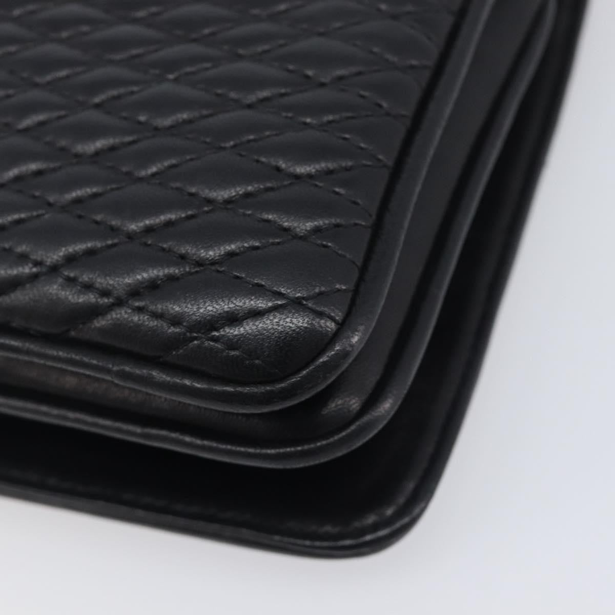 Bally Vintage Chain Quilted Leather, Black, Leather, Shoulder Bag
