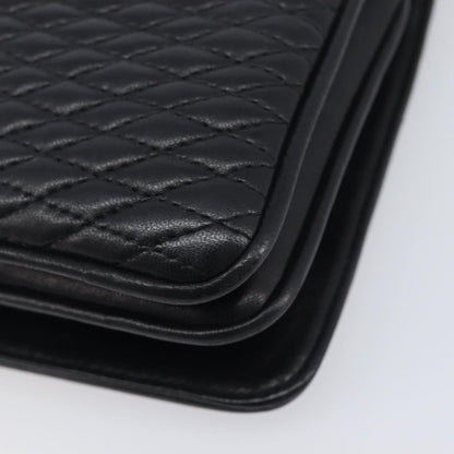 Bally Vintage Chain Quilted Leather, Black, Leather, Shoulder Bag