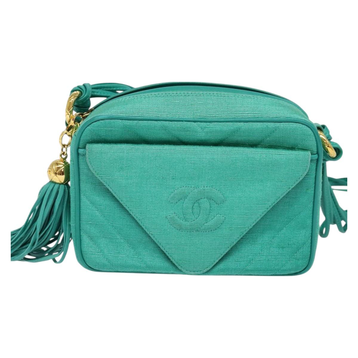 Chanel Camera, Green, Canvas, shoulder