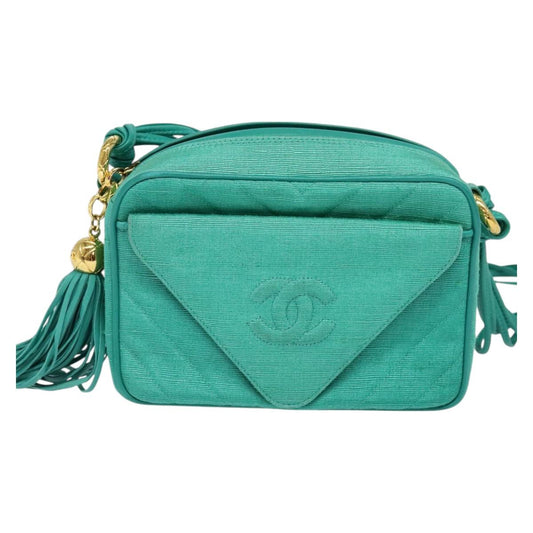 Chanel Camera, Green, Canvas, shoulder
