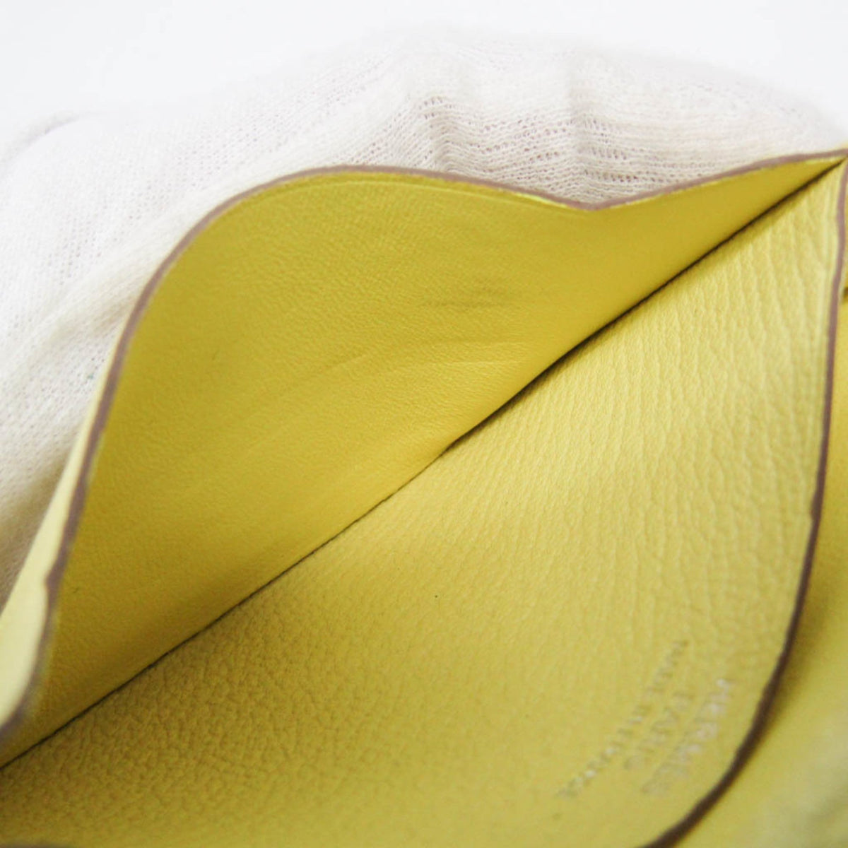 Hermes Bearn Chevre Mysore, Yellow, Leather, Wallet