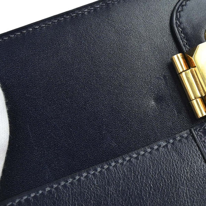 Hermes Jet Clutch Box Calf, Navy, Leather, Clutch