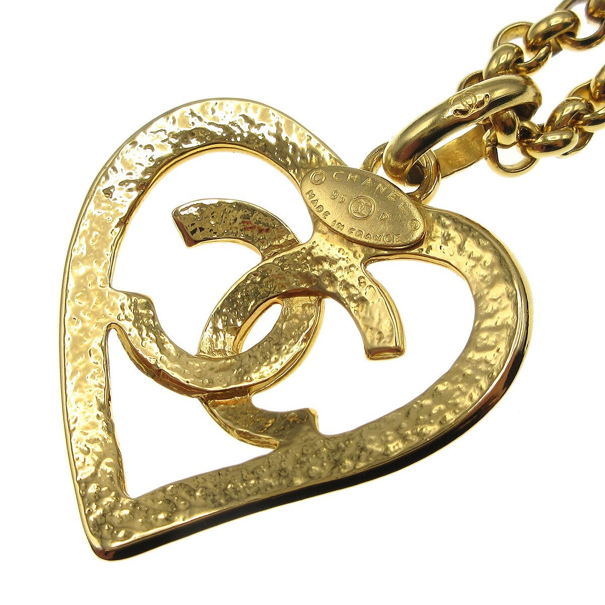 Chanel CC Heart Pendant Metal, Gold, Gold Plated, Necklace