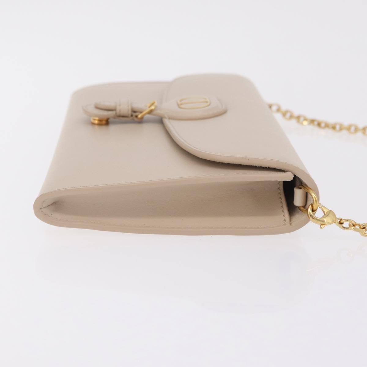 Christian Dior Bobby Flap Leather, Beige, Leather, Shoulder Bag