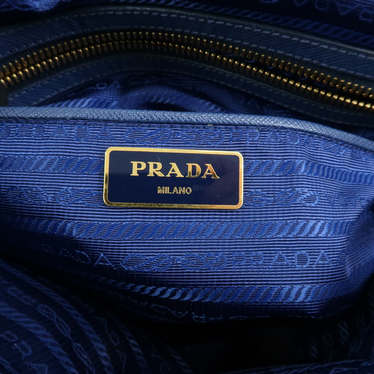 Prada Convertible Dome Satchel Tessuto with Saffiano Leather, Blue, Nylon, Handbag